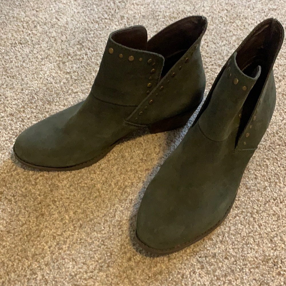 Green suede booties
